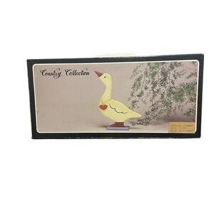 Vintage Country Collection Wooden Goose Figure NOS Original Box Cottagecore